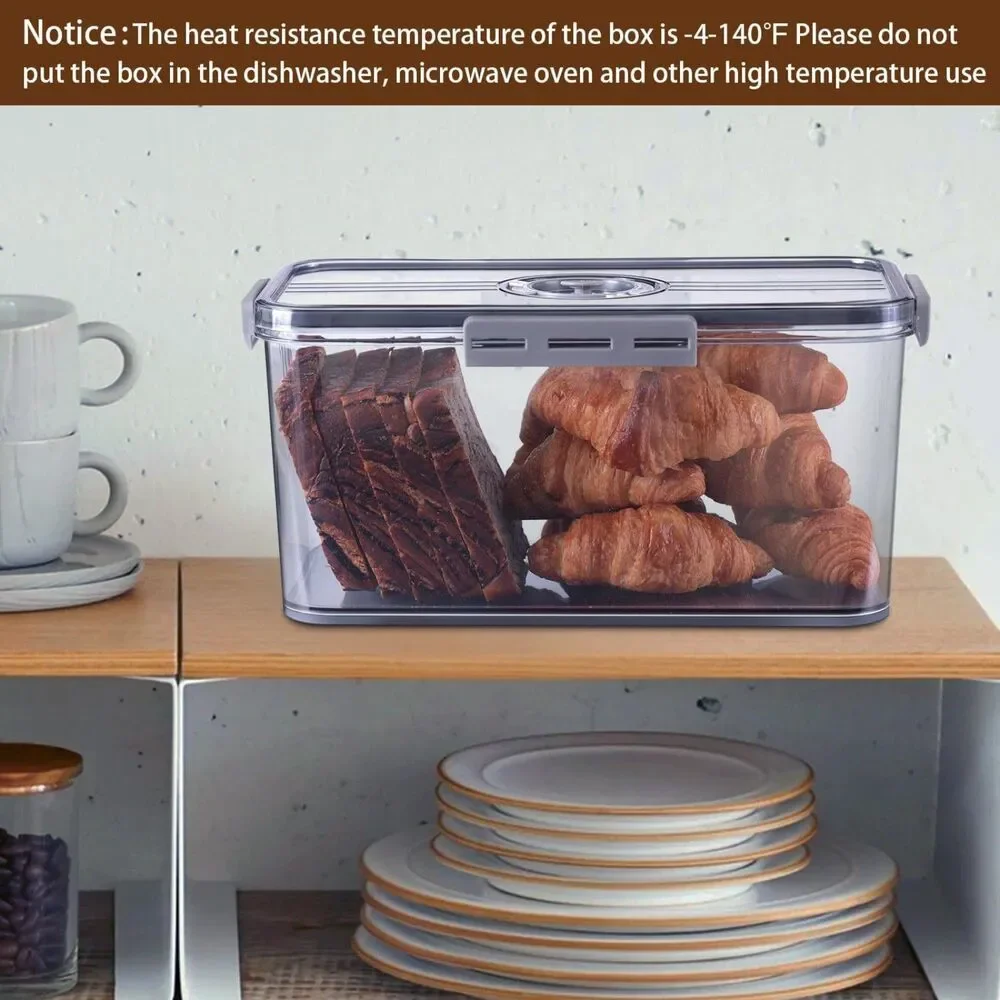 Airtight Bread Box with Time Recording - Grey